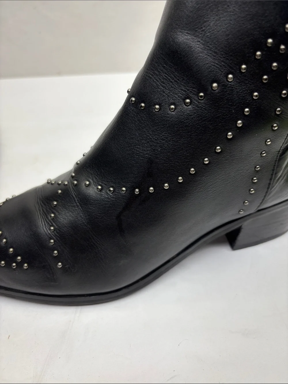 Greyci+Y studded leather ankle boots, SZ 6, box 75